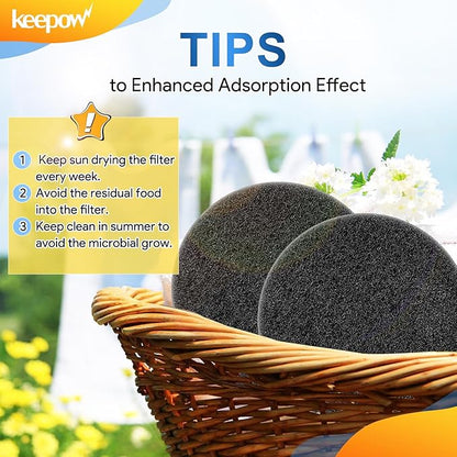 KEEPOW 10 Pack 6.75" Compost Bin Filter Replacement for Kitchen Compost Bin Countertop, Charcoal Filters for Compost Bucket, Activated Carbon Filter for Compost Pail Counter Refill Sets (Round)