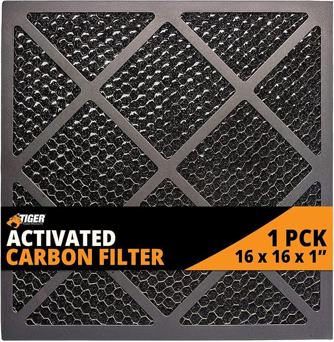 Tiger Tough HEPA 500 Activated Carbon Filter 16x16x1 – Replacement Air Purifier Filter for Air Scrubbers, Odor Removal & VOC Control – Compatible with HEPA Air Purifiers & Home Air Filters