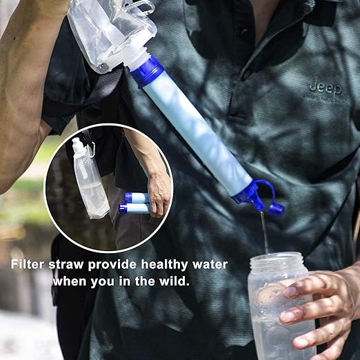 Galaxy Personal Portable Water Filter Straw Filtration Purifier for Hiking, Camping, Hunting, Travel, Outdoor Emergency Survival Detachable Drinking Eight Packs