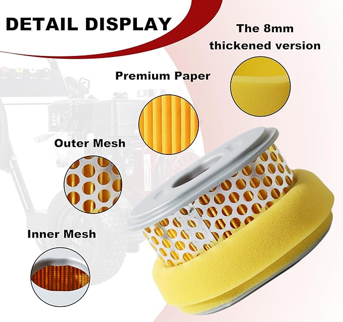 2 Pack GX270 Air Filter w/Spark Plugs for Honda GX240 8HP 9HP Engine Replace 17210-ZE2-505 17210-ZE2-515 17210-ZE2-821 17210-ZE2-822 Lawn Mower Parts