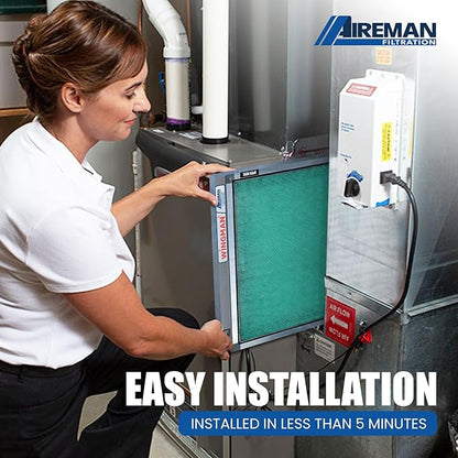 16x25x1 Polarized Media Electronic Air Filter - High Air Flow - Homeowner Installed - 1-Yr Supply of Replacement Pads - Simply Replace Your Current AC/Furnace Air Filter and PLUG IT IN!