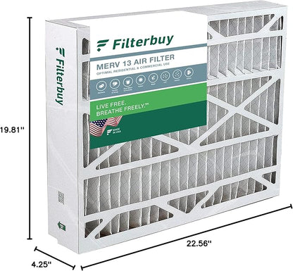 Filterbuy 20x23x5 Air Filter MERV 13 Optimal Smoke & Allergy Defense (1-Pack), Pleated HVAC AC Furnace Filters for Bryant, Carrier, BDP, Day & Night, and Payne (Actual Size: 19.81 x 22.56 x 4.25)
