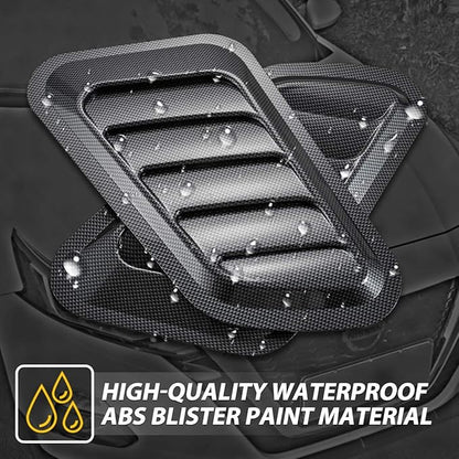 KaTur 1 Pair Universal Car ABS Decorative Air Flow Intake Scoop Turbo Bonnet Vent Cover Hood (Carbon Fiber)