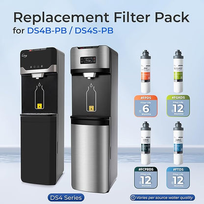 iSpring Bottleless Water Dispenser with 4-Stage Filtration, SGS-Tested 99% of Lead Removal, Water Cooler Dispenser - Hot, Cold, Room Temp, Self Cleaning, Stainless Steel, Silver, Model: DS4S-PB