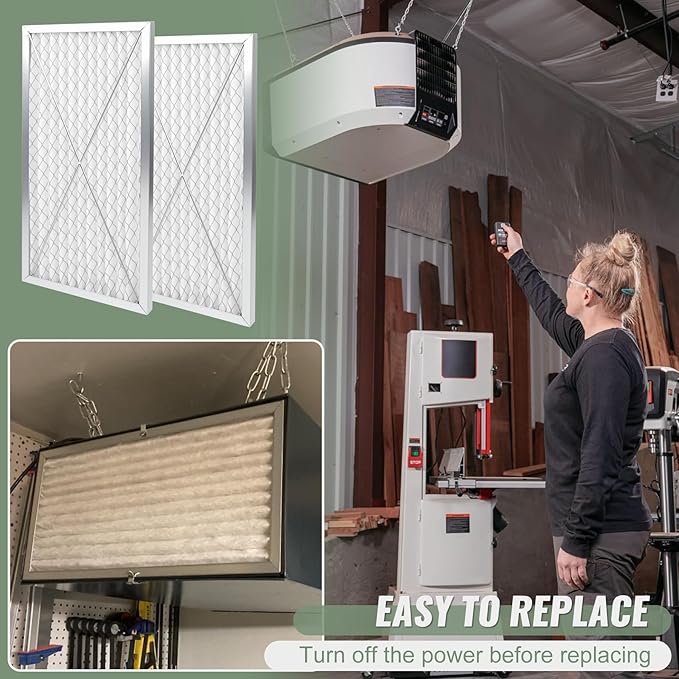 708732 24x12x1 Electrostatic Outer Air Filter Compatible with JET AFS-1000B & AFS-1000C Filtration Systems, 2 Pack, with A Roll of Sealing Sponge Tape