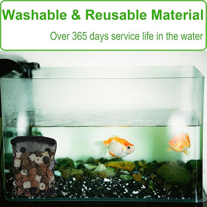 10 Pcs 5.9" x 7.8" Aquarium Filter Media Bags Large, Fish Tank Media Mesh Filter Bags with Zipper, Mesh Reusable Bags for Activated Carbon, Ceramic Rings, etc