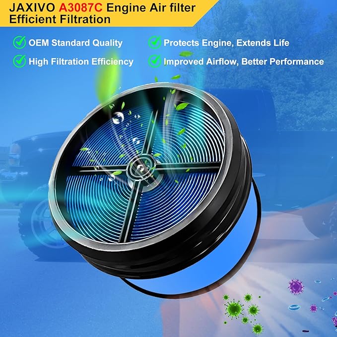 A3087C Engine Air Filter Compatible With 06-10 Silverado/Sierra 2500HD,07-10 Silverado/Sierra 3500HD,07 Silverado/Sierra 2500HD 3500 Classic, 6.6L 8Cyl Replaces P610875
