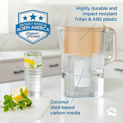 HOMEWATER 10-Cup Pitcher Filter (Peach) – BPA-Free, High-Capacity 2.4L Pitcher with Fast-Flow Carbon Filter, Wide Mouth for Easy Pouring, Removable Filter Replacement, Locking Lid, and Dishwasher-Safe