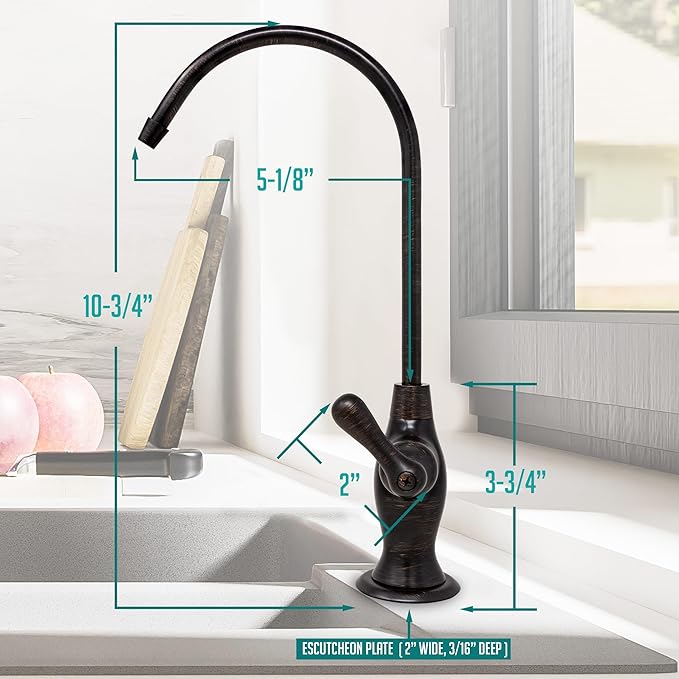 Metpure Non-airgap NSF Certified RO Faucet Reverse Osmosis Drinking Water Filtration System Water Dispenser Spout (Venetian Bronze). Vase Style with Faucet Wrench.
