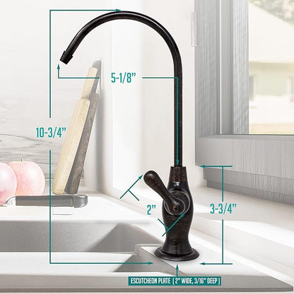 Metpure Non-airgap NSF Certified RO Faucet Reverse Osmosis Drinking Water Filtration System Water Dispenser Spout (Venetian Bronze). Vase Style with Faucet Wrench.
