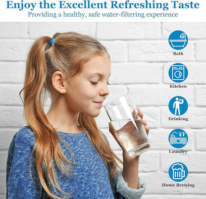 50 Micron 20-Inch Heavy Duty Whole House Water Filter Replacement Cartridge, Pleated Sediment Water Filters 4.5" x 20" for Well Water, Compatible with ECP5-20BB, R30-20BB, SPC-45-2050, 6 Pack