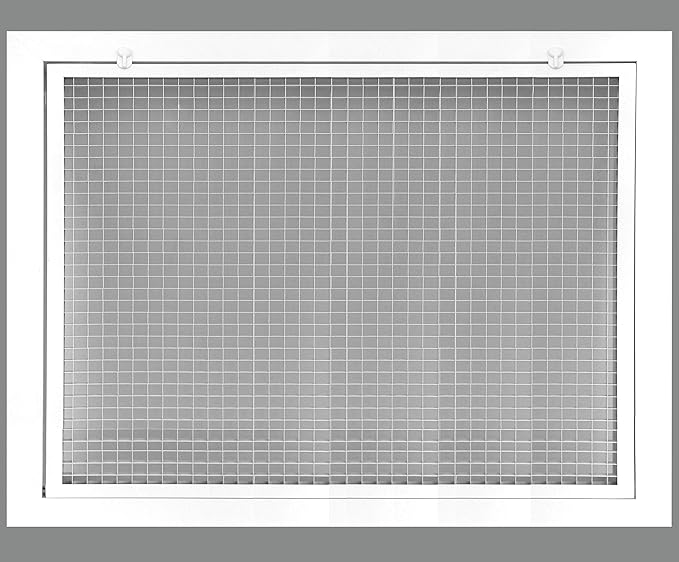 HVAC Premium 20'' x 16'' Cube Core Eggcrate Return Air Filter Grille for 1'' Filter - Aluminum - White [Outer Dimensions: 22.5'' x 18.5]