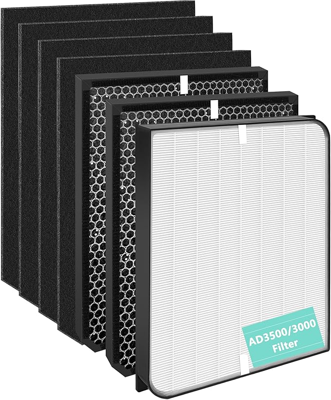 AD3000 Replacement Filter Compatible with AirDoctor 3500 Air Purifiers, 7-Pack – Includes 1 Main Filter, 2 Carbon Filters & 4 Pre-Filters