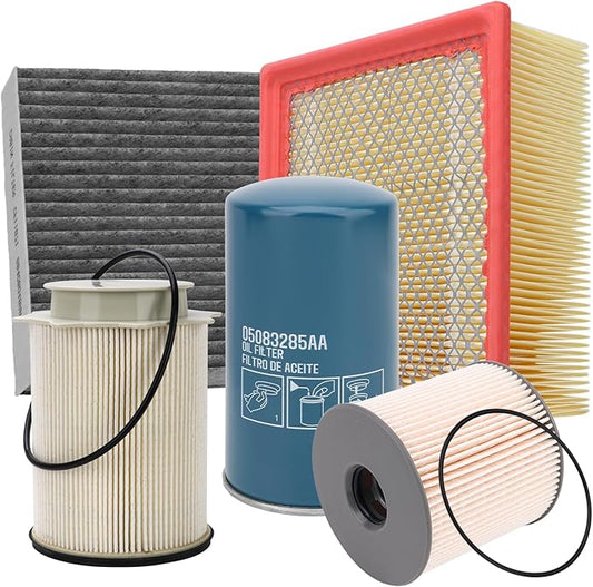 Filter Element Compatible with Dodge Ram 2500/3500/4500/5500 2019-2024 6.7L. Replace 68436631AA, 68157291AA, 53034051AB, 05083285AA, 68406048AA, Fuel Filter, Air/Oil Filter, Fuel Water Separator