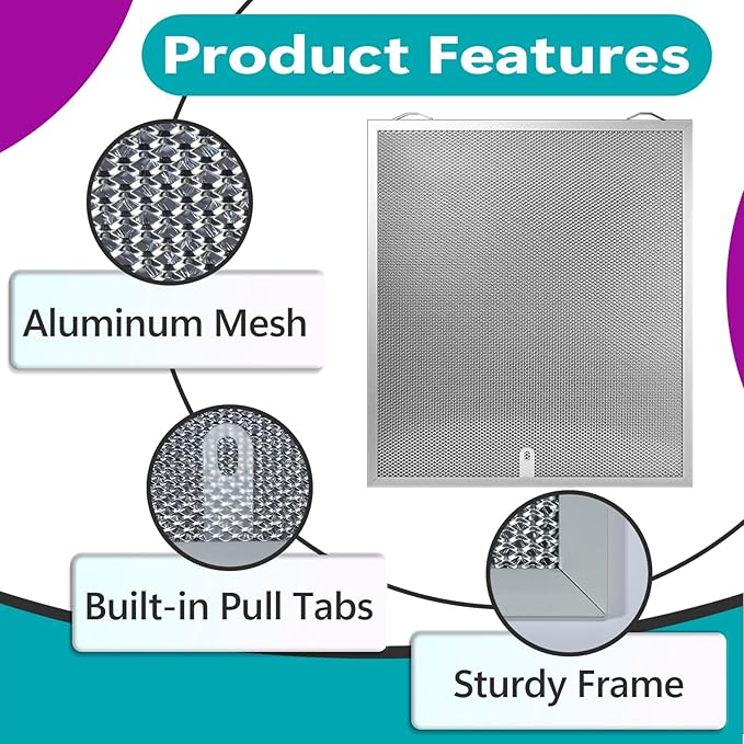 4 Pcs S99010430-002 Range Hood Filters Compatible with Broan-Nutone HPF30 Aluminum Mesh Grease Filter, Replaces 99010430-002, 4512880, 15.75''x13.78''x0.36''