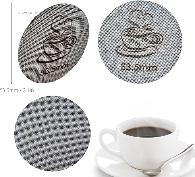 Espresso Puck Screen for 54mm Portafilter Basket, 1.7mm Thickness Made with 316 Stainless Steel, Coffee Machine Reusable Filter for Barista Accessories (54mm）
