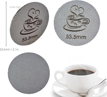 Espresso Puck Screen for 54mm Portafilter Basket, 1.7mm Thickness Made with 316 Stainless Steel, Coffee Machine Reusable Filter for Barista Accessories (54mm）