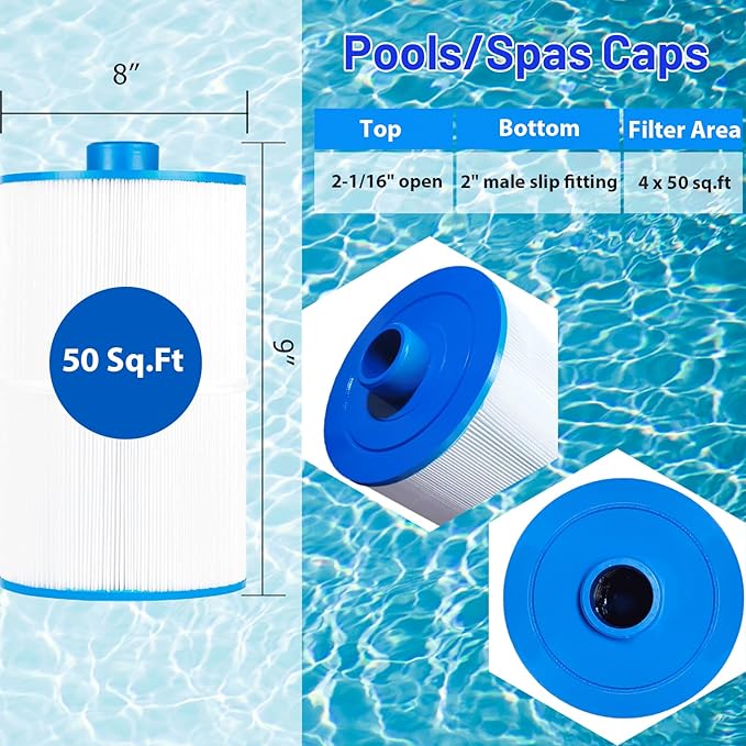HANXER® C-8450 Spa Filter Cartridge Replaces for Filbur FC-3310, PCS50N, 100593, 3301-2261, 80501 Maax Spas/Coleman Spas, 50 sq.ft Hot Tub Filter, 4 Pack