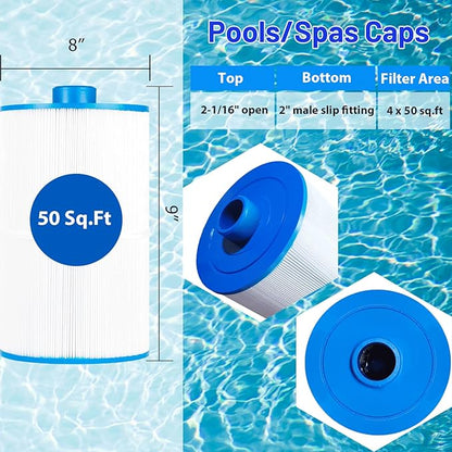 HANXER® C-8450 Spa Filter Cartridge Replaces for Filbur FC-3310, PCS50N, 100593, 3301-2261, 80501 Maax Spas/Coleman Spas, 50 sq.ft Hot Tub Filter, 4 Pack