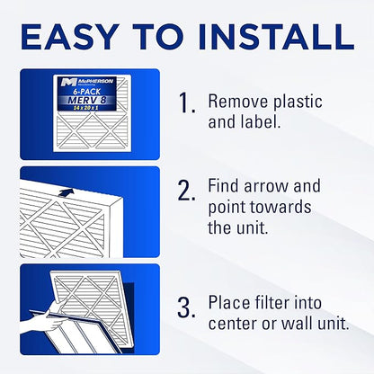 14x20x1 Air Filters, MERV 8 Pleated HVAC AC Furnace Filter Replacement, For Home and Commercial Use, Dust, Pet, & Lint Defense, Made In USA, Easy Install (6 Pack)