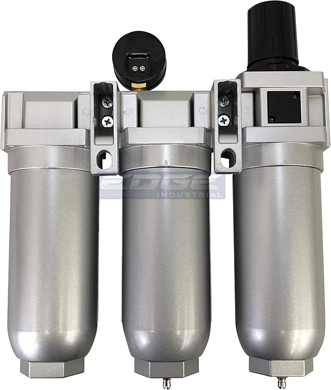 SUPER HEAVY DUTY HIGH FLOW AIR FILTRATION SYSTEM, 2 STAGE PARTICULATE FILTER PLUS OIL REMOVING COALESCING FILTER COMBINATION (1" NPT, MANUAL DRAIN)