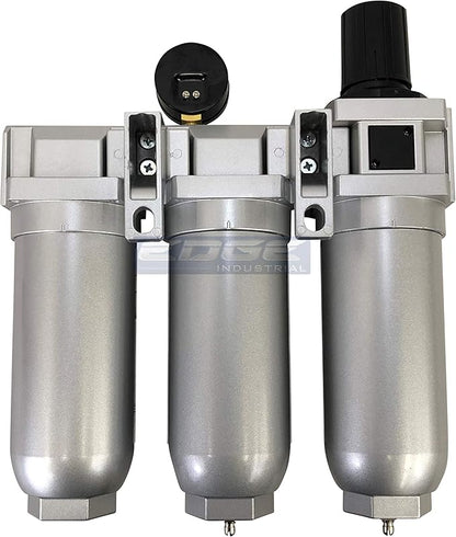 SUPER HEAVY DUTY HIGH FLOW AIR FILTRATION SYSTEM, 2 STAGE PARTICULATE FILTER PLUS OIL REMOVING COALESCING FILTER COMBINATION (1/2" NPT, MANUAL DRAIN)
