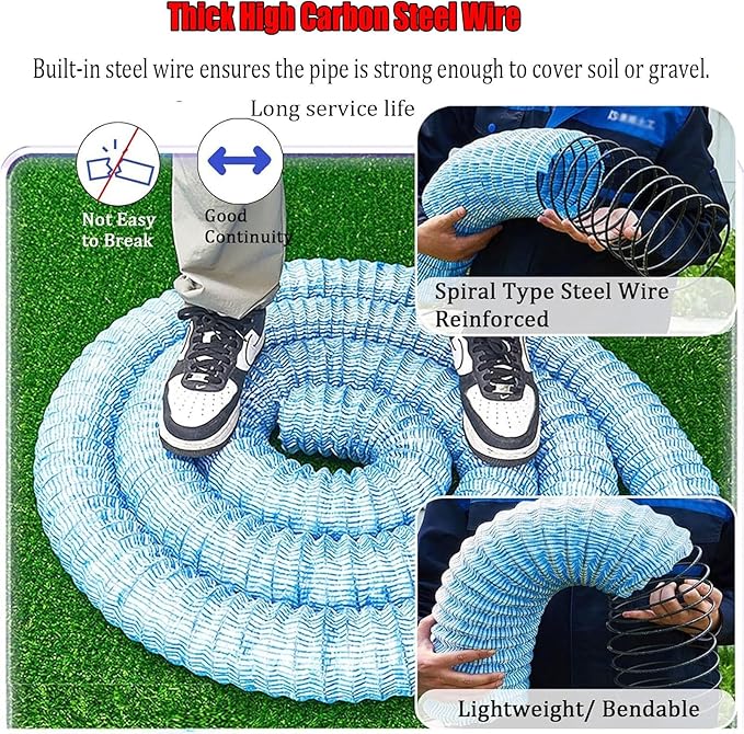 Commercial French Drain Pipe for Water Drainage, Construction Site/Sports Field Perforated Pipes & Weeping Tile, Dia 2in 3.9in 5.9in Wide Underground Drainage Systems(Dia10cm/3.9in,Long 2m/6.6ft)
