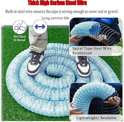 Commercial French Drain Pipe for Water Drainage, Construction Site/Sports Field Perforated Pipes & Weeping Tile, Dia 2in 3.9in 5.9in Wide Underground Drainage Systems(Dia10cm/3.9in,Long 13m/42.7ft)