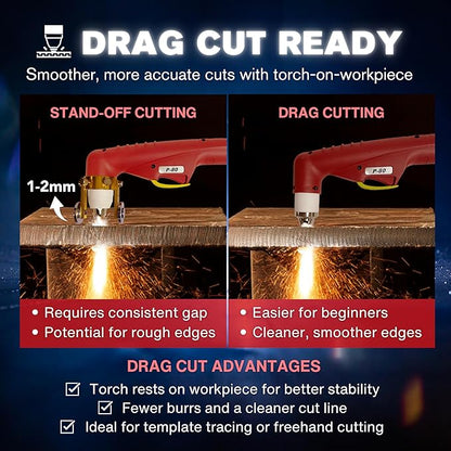LTP8500 | 85A HF Pilot Arc Plasma Cutter, Drag-Cut Enabled, 1" Clean (1.5" Sever), 220V Single-Phase, LED Controls & Front Regulator, Portable Air Plasma Cutter for Fab, Auto, HVAC