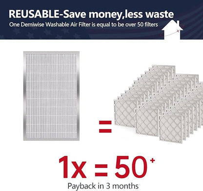 12x20x1 (Actual Size:11.75x19.75x0.86）Lifetime Electrostatic Air Filter, MERV 8 Washable Aluminum AC/HVAC Furnace Filter, Reusable Permanent Air Filter, Easy to Clean, Healthier Home/Office