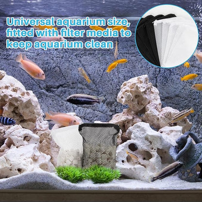 MAQIHAN 10pcs Aquarium Filter Media Bags - Mesh Filter Bags Reusable Bags with Zipper for Activated Carbon Ceramic Rings Filter Balls Fish Tank Pond 5.9 X 7.8 Inch