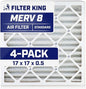 Filter King 17x17x0.5 Air Filter | 4-PACK | MERV 8 HVAC Pleated A/C Furnace Filters | MADE IN USA | Actual Size: 17 x 17 x 0.5"