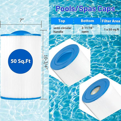 HANXER® C-7350 Spa Filter Cartridge Compatible with Caldera 50, PLFC-7350, 1019401, 73532, PCD50N, FC-3963, 75017 Hot Tub Filter, 50 sq.ft, 1 Pack