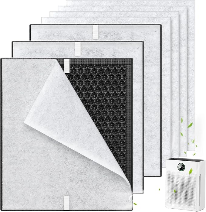 3 Pack PR1 Replacement Filter for Mooka Mode PR1 Air Purifier, HEPA & Activated Carbon Filter for Home Large Room up to 2200sq.ft, includes 6Pcs Washable Pre Filters Remove Pollen Dander Smoke Dust