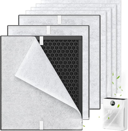 3 Pack PR1 Replacement Filter for Mooka Mode PR1 Air Purifier, HEPA & Activated Carbon Filter for Home Large Room up to 2200sq.ft, includes 6Pcs Washable Pre Filters Remove Pollen Dander Smoke Dust