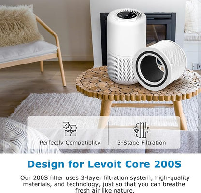 Core 200S-P Replacement Filter Compatible with LEVOIT Core 200S Smart WiFi Air PuriFier, Core 200S-RF Air Filter, 2 Pack