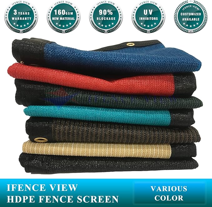Ifenceview 6'x3' to 6'x50' Brown Shade Cloth/Fence Privacy Screen Fabric Mesh Net for Construction Site, Yard, Driveway, Garden, Railing, Canopy, Awning 160 GSM UV Protection (6' x 34')
