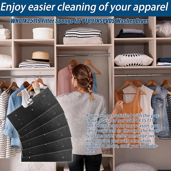 WH01X35719 Lint Filter,WH01X35719 Washer Dryer Filter Sponge Compatible With GE Washer Dryer Combo,Hand Washable Reusable Foam Lint Filter,Replaces WH01X35719 For PFQ97HSPVDS Washer Dryer (Pack of 6)