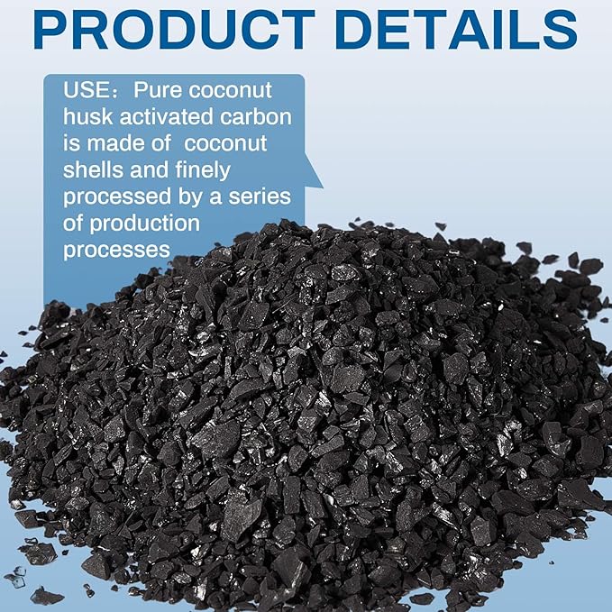 Timgle Bulk Water Air Filter Activated Charcoal Coconut Hull Granular Activated Carbon 10-18 Mesh Water Distiller Charcoal Filters Media for Filtration(25 Lbs)