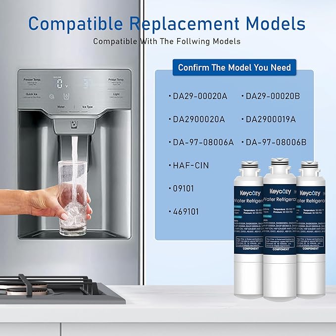 Refrigerator Water Filter Replacement for Samsung Water Filter DA29-00020B, HAF-CIN, RS25J500DSR, RF28HMEDBSR, HAF-CIN/EXP, RF4287HARS, RF28HFEDBSR, K007 3 Pack