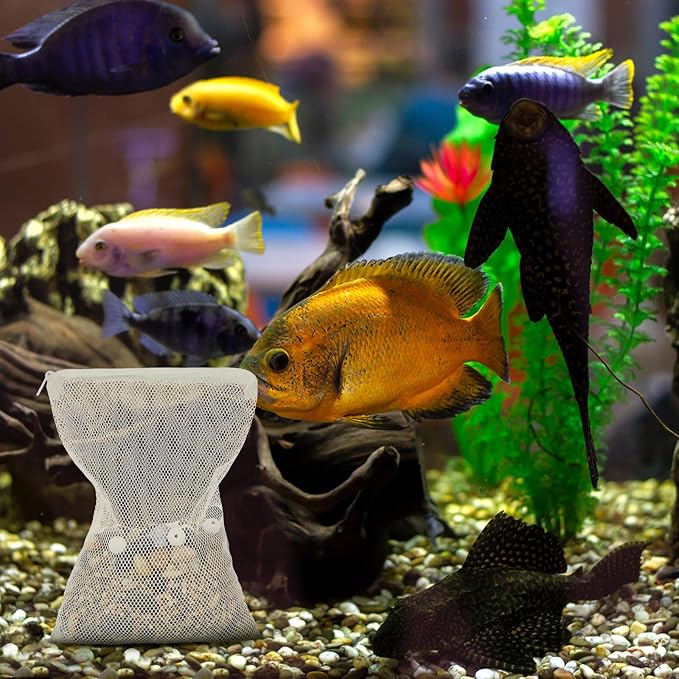 Abbylike 10pcs Large Filter Media Bags with Plastic Zipper 11.7" x 7.8" Reusable Fish Tank Filter Bags - Aquarium Mesh for Activated Carbon, Bio Balls, Ceramic Rings