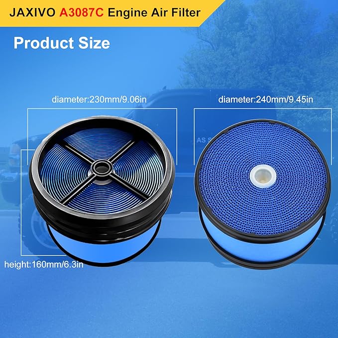 A3087C Engine Air Filter Compatible With 06-10 Silverado/Sierra 2500HD,07-10 Silverado/Sierra 3500HD,07 Silverado/Sierra 2500HD 3500 Classic, 6.6L 8Cyl Replaces P610875
