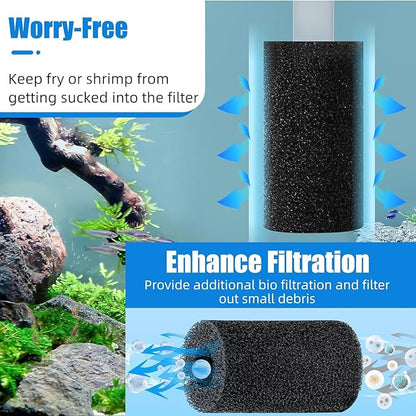 15 Pack Inlet Covers Pre-Filter Sponge for Aquarium Shrimp Turtle Betta Fry Fish Tank Filter 0.8” Intake, Replacement Foam Cover
