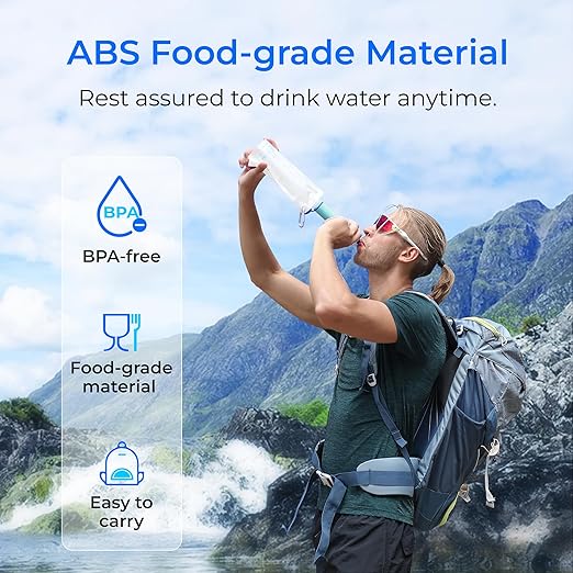 Waterdrop Gravity Water Filter Straw, Camping Water Filtration System, Water Purifier Survival for Travel, Backpacking and Emergency Preparedness, 0.1 Micron, 3 Pack, Light Blue