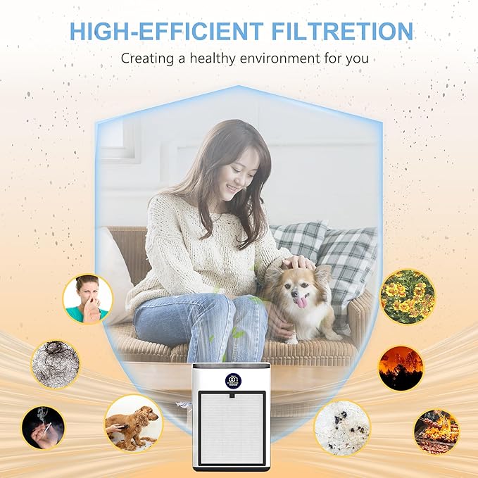 AP303 AP304 Replacement Filters, Compatible with DAYETTE ＆ FRESHDEW Air Purifier AP303/AP304, H14 HEPA Filter with Activated Carbon, 2 Pack (Original Filter)
