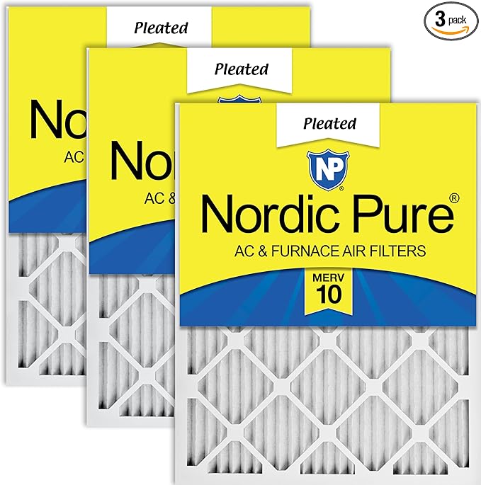 Nordic Pure 16x30x1 (Actual Size: 15 3/4 x 29 11/16 x 3/4) Pleated MERV 10 Air Filters 3 Pack