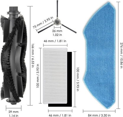 (20 Pack) M1 Replacement Parts Compatible with Lefant M1 Robot Vacuum Cleaner, 2 Roller Brushes, 8 Side Brushes, 6 HEPA Filters, 4 Mop Pads, Accessories Kit