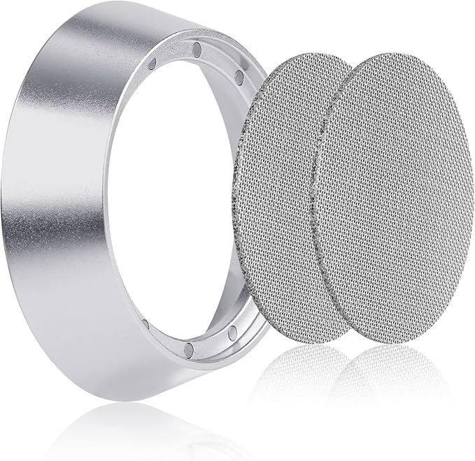 51mm 12 Magnetic Dosing Funnel, Espresso Dosing Funnel Aluminum Magnetic Portafilter Funnel with 2 Mesh Filter Coffee Dosing Ring for Kitchen Coffee Shop