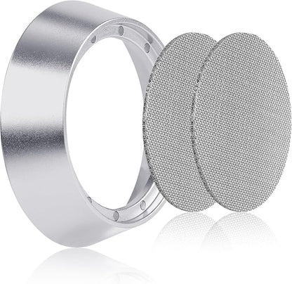 51mm 12 Magnetic Dosing Funnel, Espresso Dosing Funnel Aluminum Magnetic Portafilter Funnel with 2 Mesh Filter Coffee Dosing Ring for Kitchen Coffee Shop