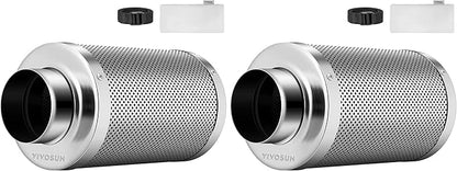 VIVOSUN 6 Inch Air Carbon Filter Smelliness Control with Australia Virgin Charcoal for Inline Duct Fan, Grow Tent, Pre-Filter Included, Reversible Flange 6"x 16" (Pack of 2)